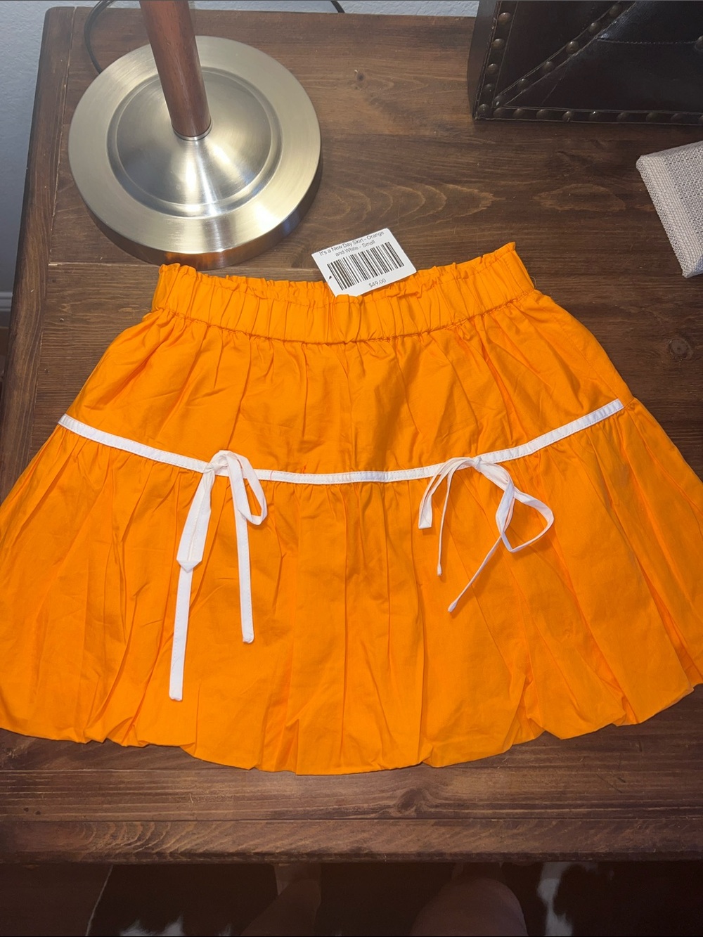 NWT! day + moon Orange Bubble Skirt with white bows! ADORABLE Size SMALL
